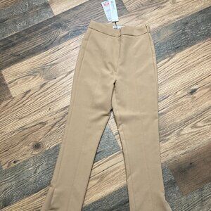Zara NWT Slit Hem Cigarette Pant Taupe Beige Size S L32